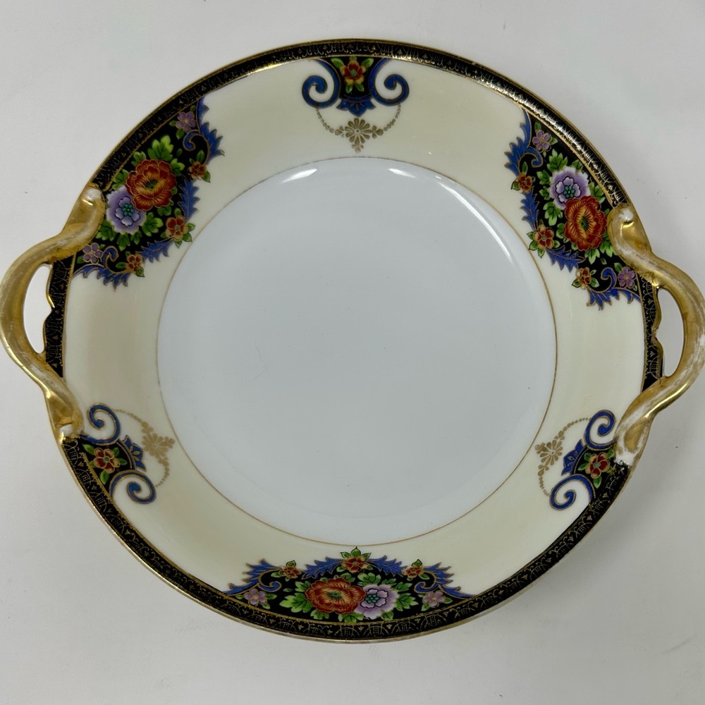 Vintage 1930’s Noritake Floral Handled Cake Plate Hand-Painted Japan